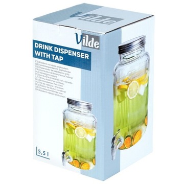 Słój NA NAPOJE słoik dystrybutor do napojów szklany z kranem kranikiem 6,2L