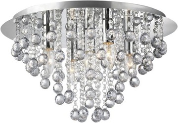 Lampa Sufitowa Kryształowa Plafon Glamour Srebrna