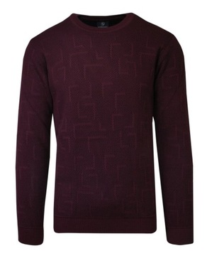 Bordowy Wełniany Sweter U-neck VIP STENDO 3XL