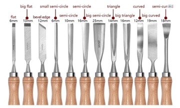 Стамески по дереву, 12 шт.