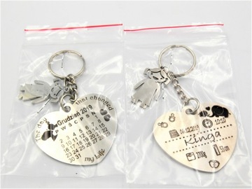 Metryczka Personalizowany Brelok z dziećmi Grawer