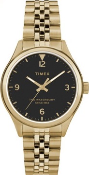 Zegarek damski złoty Timex Waterbury TW2R69300 bransoleta, czarna tarcza