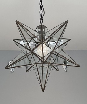 Lampa sufitowa LOFT szklana Gwiazda na łańcuchu