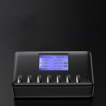 ЗАРЯДНОЕ УСТРОЙСТВО USB 60 Вт, 8 ПОРТОВ, ЗАРЯДНАЯ СТАНЦИЯ, 12 А, USB C С ЖК-ДИСПЛЕЕМ