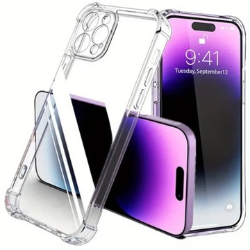 ETUI do iPHONE 15 Pro PANCERNE ANTI SHOCK PRZEZROCZYSTE WYSPA + SZKŁO 9H