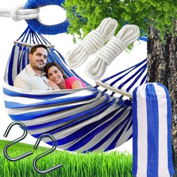 HAMAK OGRODOWY DWUOSOBOWY XXL 2 Osobowy Turystyczny Z DRĄŻKIEM DUŻY 250x150