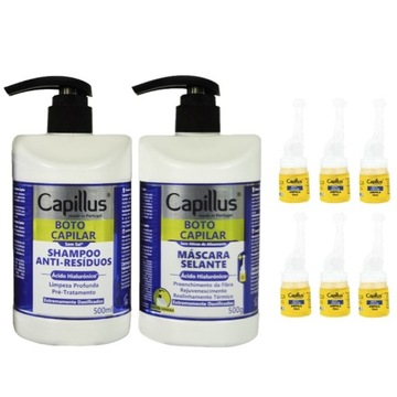 CAPILLUS Zestaw do regeneracji włosów CAPILAR Szampon Maska 2x500 6xAmpułka
