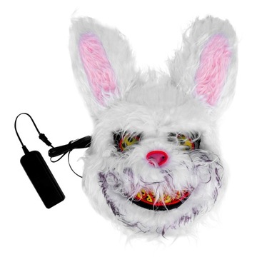 MASKA NA IMPREZĘ KOSTIUMOWĄ HALLOWEEN LED ŚWIECĄCA TWARZ KRWAWEGO KRÓLIKA PLASTIK