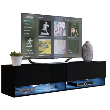 Czarna Szafka pod telewizor Szafka RTV QUAD 175cm