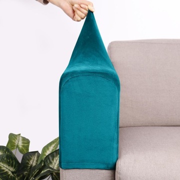 2pieces Sofa Armrest Cover Protector Anti Slip Solid Color Peacock Blue