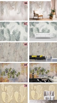 ФОТО ОБОИ ПЕРО ЦВЕТ ПАЛЬМОВЫЕ ЛИСТЬЯ ГРАФИКА