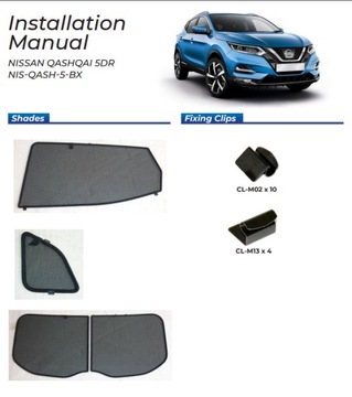 Zasłonki słoneczne Nissan Qashqai 2013- osłony rolety przeciwsłoneczne