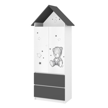 Szafa dziecięca BABY BOO dla dziecka A9 DOMEK ANTRACYT TEDDY BEAR