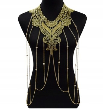 BIŻUTERIA RETRO OZDOBA CIAŁO ŁAŃCUSZEK KORONKA v4