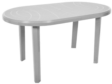 OWALNY DUŻY STÓŁ OGRODOWY 135x80 PLASTIK SZARY