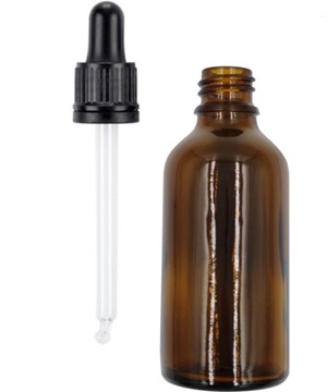 BUTELKA SZKLANA 50ml Z PIPETĄ ZAKRAPLACZEM CZARNYM