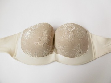 Wonderbra Ultimate Strapless z koronką ecru beż 80D