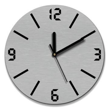 zegar ścienny stal inox śr. 30cm cyfry elekro.