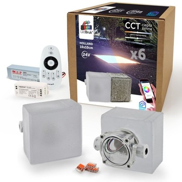 6x LedBruk Świecąca Kostka Brukowa LED 10x10 CCT