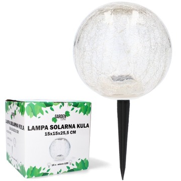 LAMPA SOLARNA SZKLANA KULA LED OGRODOWA 25,5CM