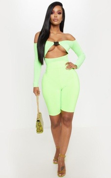 БОДИ PRETTYLITTLETHING YUH ЛАЙМ С ПРЯЖКОЙ R. L