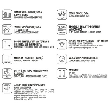 ЭЛЕКТРОННАЯ ПОГОДНАЯ СТАНЦИЯ SOENS ИНДЕКС ПОГОДЫ ЖК-дисплей RCC ТЕРМОМЕТР ГИГРОМЕТР