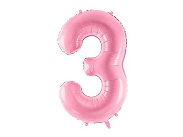 Balon foliowy cyfra 3 różowy 86cm