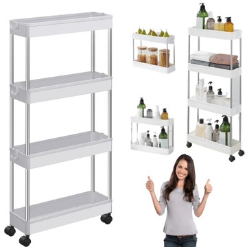 WÓZEK ORGANIZER NA SŁOIKI KUCHENNY ŁAZIENKOWY 4 POZIOMY PÓŁKA BIAŁA METAL
