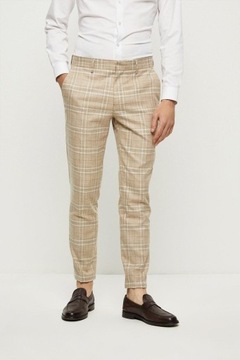 Burton Menswear beżowe spodnie skinny fit kratka NG9 ial W30