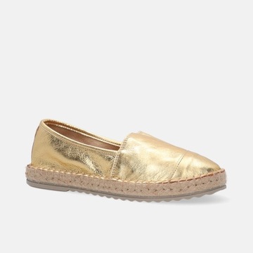 Damskie buty VENEZIA. Wygodne espadryle ze skóry metalizowanej rozm. 40