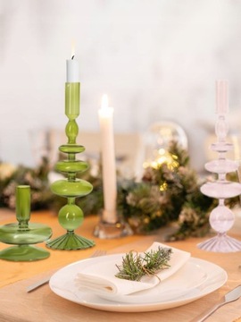 ГЛАМУРНЫЙ НАБОР ПОДСВЕЧНИКОВ СТЕКЛЯННЫЕ ПОДСВЕЧНИКИ ДЛЯ СТОЛА Светло-серый 3ШТ.