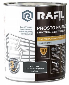 RAFIL Na rdzę POŁYSK szary antracytowy 0,75l