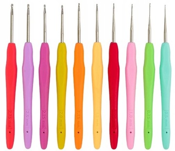 Szydełka z Ergonomiczną Rączką 10szt 0.5-2.75 Zestaw Szydełek Ergonomiczne