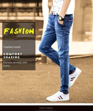 Men's Jeans Casual Pants Denim Elastic Slim Thin F