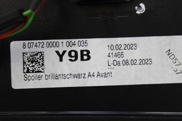 AUDI A4 B9 AVANT SPOILER KRYT KUFRU S-LINE LY9B 8W9827933