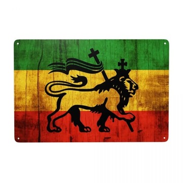 Plakat blaszany W stylu Vintage Rasta flaga z Symbol pokoju metalowy znak n