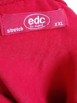 ESPRIT EDC czerwona sportowa bluzka serek basic top letni czerwień L XL XXL