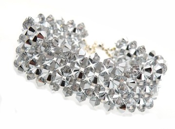 Bransoletka kryształy SWAROVSKI srebra CAL szeroka