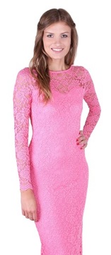 John Zack koronkowa różowa sukienka maxi XL