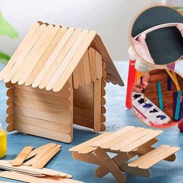 600 ШТ. ДЕРЕВЯННЫЕ ПАЛОЧКИ ДЛЯ МОРОЖЕНОГО, КРЕАТИВНЫЕ ДЛЯ ДОМАШНЕГО ДЕСЕРТНОГО МОРОЖЕНОГО