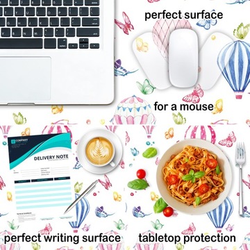 Защитный детский коврик на стол, воздушные шары пастельных тонов.