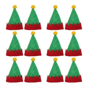 12шт Рождественская шапка Мини-шляпы Санта-Клауса Мини-зеленые