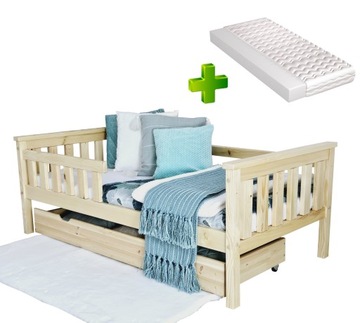 Łóżko dla dziecka sosnowe ASIA 80x180 + MATERAC PIANKA stelaż gratis
