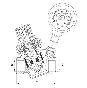 РЕДУКТОР ДАВЛЕНИЯ ВОДЫ 1 ДЮЙМ С МАНОМЕТРОМ DN25
