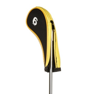 10 szt. Zestaw żelaznych nakryć głowy do golfa Pokrowiec na główkę klubu golfowego w kolorze żółtym i czarnym