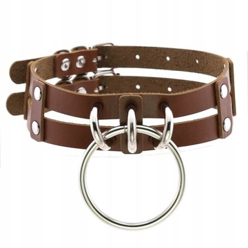 Choker naszyjnik skóra podwójny z kołem