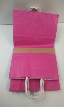 Torba torebka papierowa z uchwytem kraft 250x110x320 różowa 10szt.