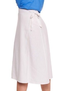 ЮБКА ЖЕНСКАЯ ЛЬНЯНАЯ, ТРАПЕЦИАЛЬНАЯ, ОТКРЫТКА, БЕЛАЯ, СТРЕМИТЕЛЬНАЯ МИДИ, MORAJ 2XL/3XL