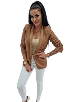 ELEGANCKA MARYNARKA ZAMSZOWA NARZUTKA SAMANTHA - CAMEL S