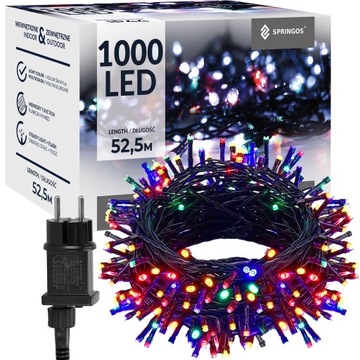 LAMPKI CHOINKOWE 1000LED ZEWNĘTRZNE 8 FUNKCJI ŚWIATŁA KURTYNA ŚWIETLNA IP44